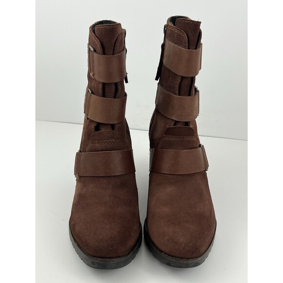 Sorel After Hours Brown Suede Wedge Booties Women’s Ankle Heel Boots Size 8.5 - Picture 3 of 11